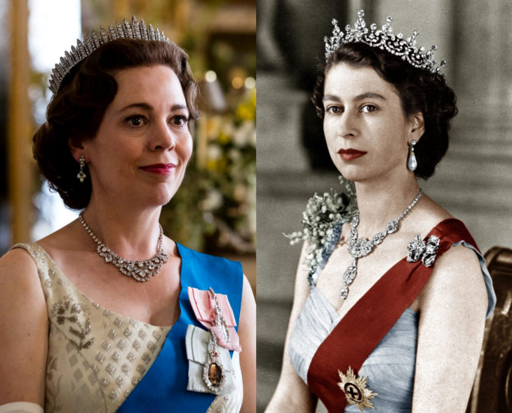 Actores que se parecen a los personajes históricos que interpretaron en películas; Olivia Colman, Reina Elizabeth II, Isabel, The Crown