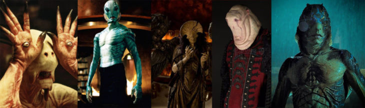 Doug Jones interpretando a diferentes personajes en las películas de Guillermo del Toro