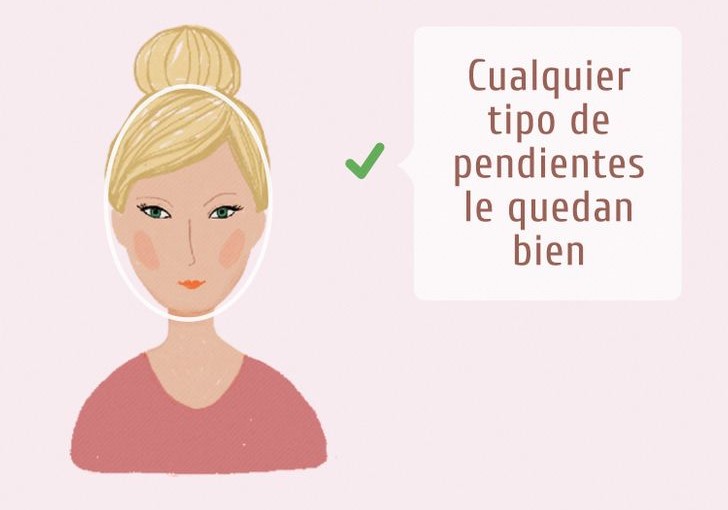 Ilustración de chica con rostro ovalado y el tipo de pendientes que mejor le van según la forma de su rostros