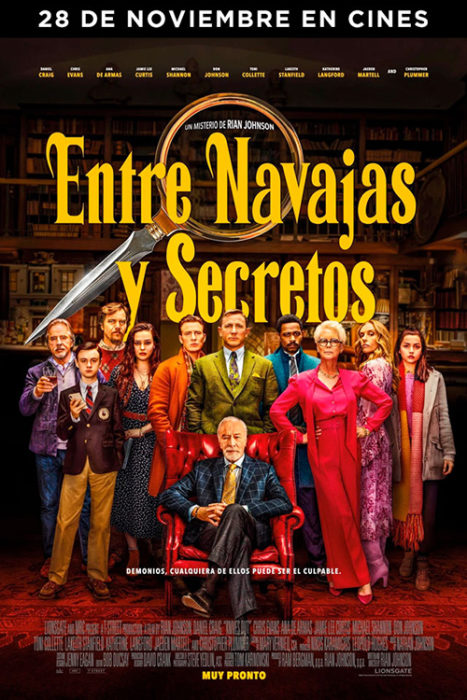 Póster de la película de misterio "Entre navajas y secretos"