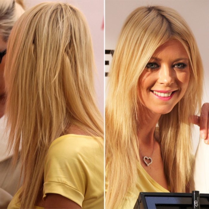 Tara Reid con extensiones rubias de cabello