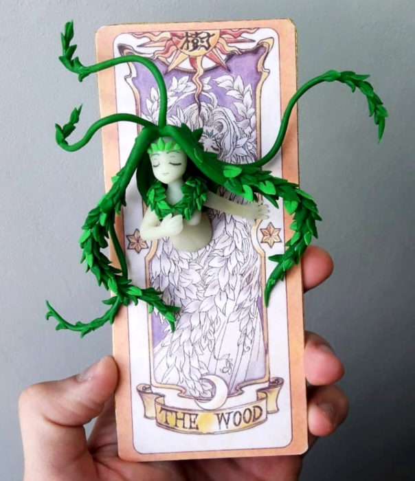 Artista escultor Luki Art crea pequeñas figuras de personajes de caricaturas y películas; Sakura Card Captor, Carta Clow, El bosque