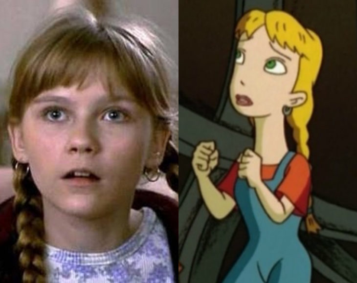 Actores que se parecen mucho al personaje animado que interpretaron; Kirsten Dunst, Judy Shepherd, Jumanji