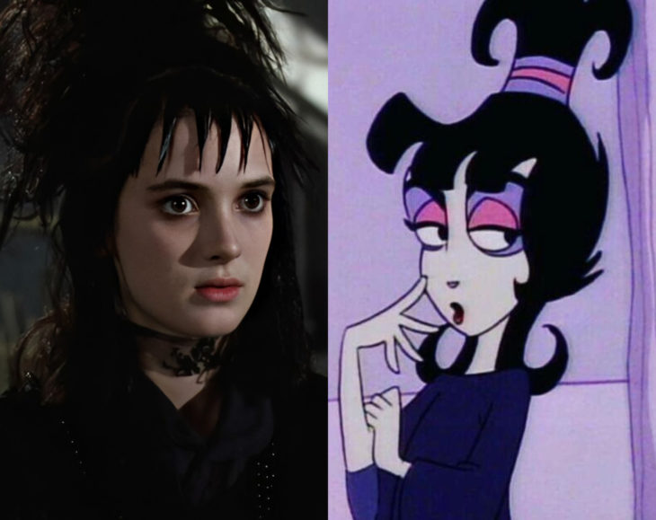 Actores que se parecen mucho al personaje animado que interpretaron; Winona Ryder, Lydia Deetz, Beetlejuice