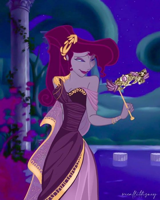 Megara usando el vestido resideñado por la artista Marta Sánchez García