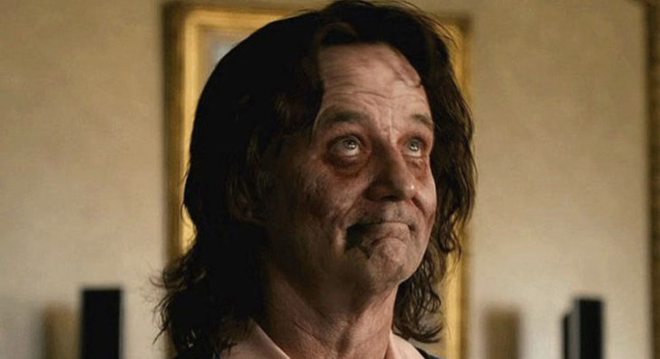 Bill Murray actuando como zombie en la película de zombieland 