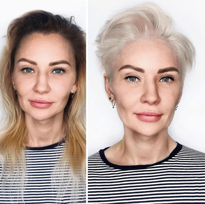 Antes y después corte y tinte cabello en mujeres