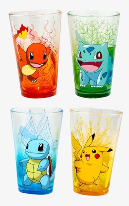 Vasos de cristal con dibujos de pokemon