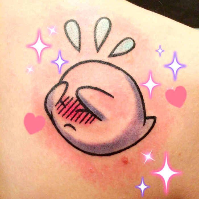 Tatuaje tierno kawaii de fantasma tímido de Super Mario