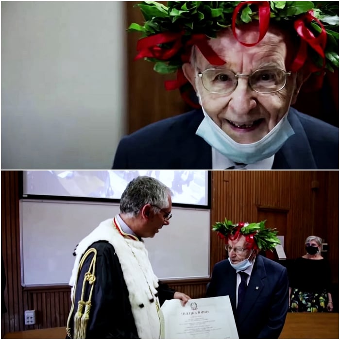 giuseppe paterno abuelito de 96 años graduado de la universidad de palermo