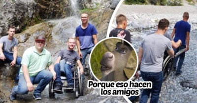 Cargan a su amigo en silla de ruedas hasta la cascada y nos dan una lección de amistad