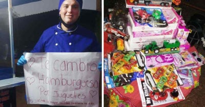 Intercambia hamburguesas por juegues para donarlos a niños indígenas