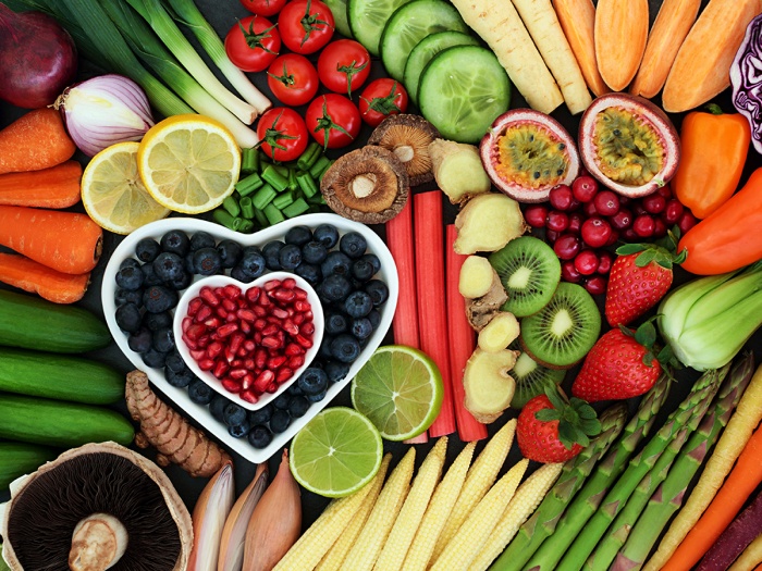 foto de diferentes frutas y verduras