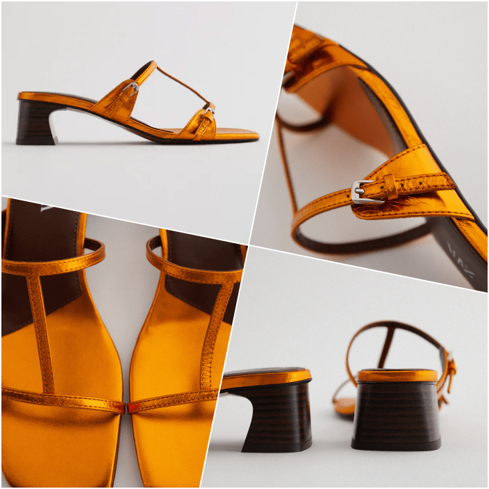 sandalias de tacón de madera color naranja tornasol