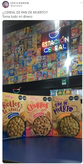 Screen shot de tuit donde hablan acerca del nuevo cereal de Kellogg's