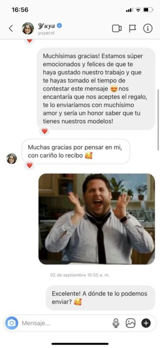 Screenshot de conversación de Adrian con Yuya