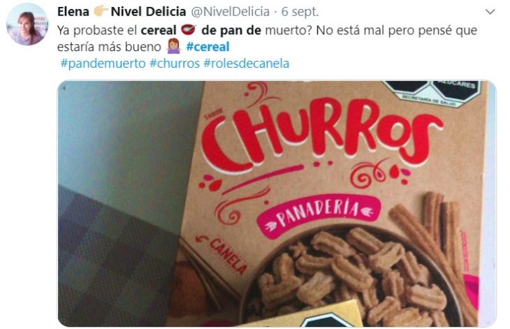 Screen shot de tuit donde hablan acerca del nuevo cereal de Kellogg's