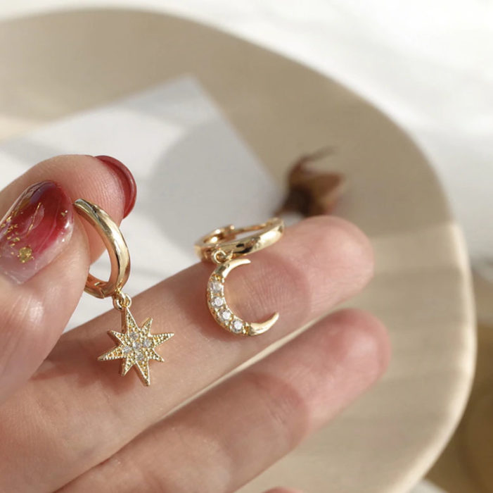 Aretes de luna y estrella