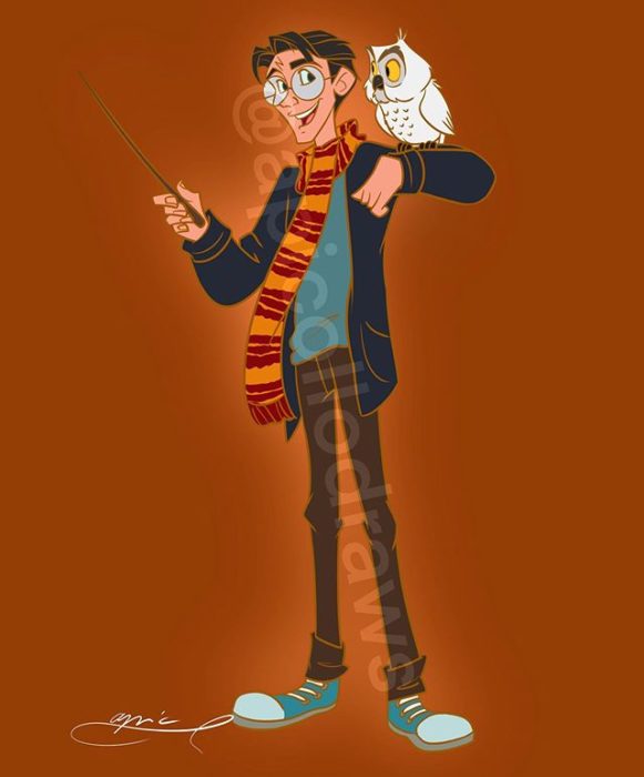 Ilustración de Alex Pick convirtiendo a Milo en Harry Potter