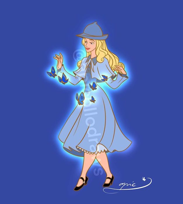 Ilustración de Alex Pick convirtiendo a Cenicienta en Fleur Delacour