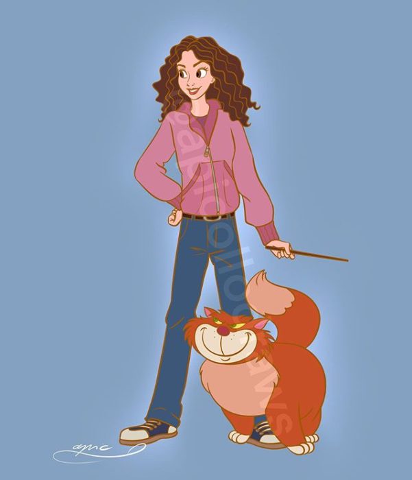 Ilustración de Alex Pick convirtiendo a Bella en Hermione Granger 