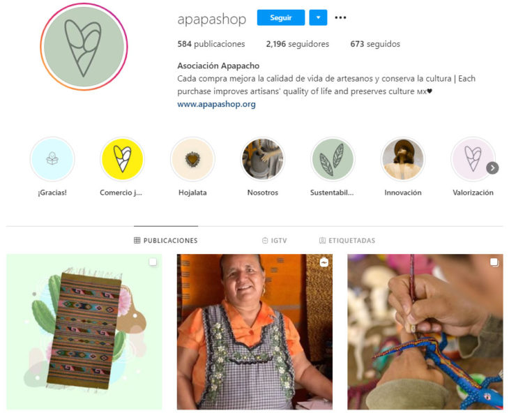 Perfil de instagram de la marca de ropa mexicana Apapashop