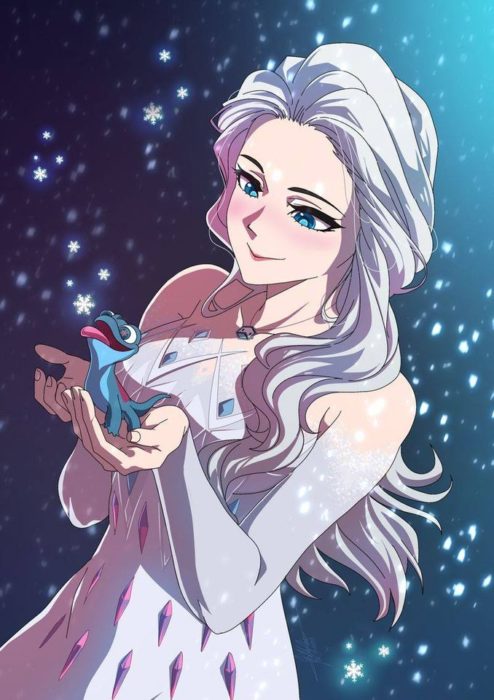 Ilustración de Seth Korbin Ducklord basada en los personajes de Frozen, Elsa