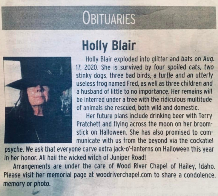 El obituario de la bruja moderna Holly Blair se vuelve viral