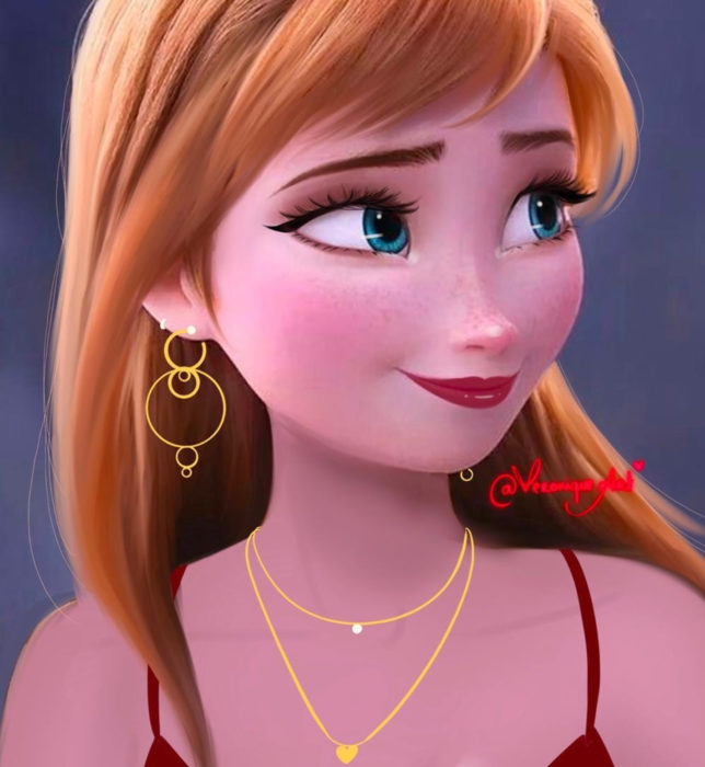 Artista francesa Véronique Pierre ilustra a princesas, príncipes y villanos Disney con un toque moderno; Anna, Frozen