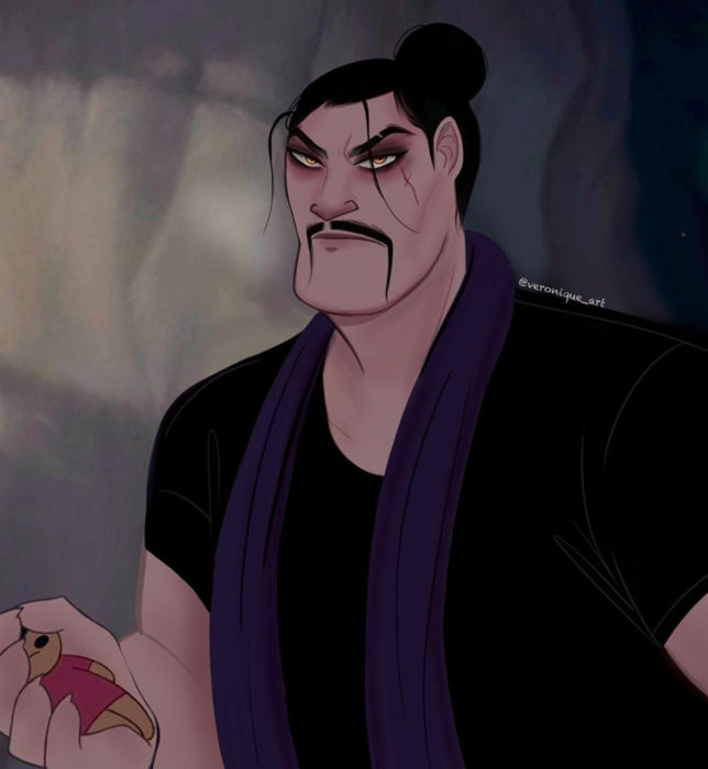 Artista francesa Véronique Pierre ilustra a princesas, príncipes y villanos Disney con un toque moderno; Shan Yu, huno, Mulan