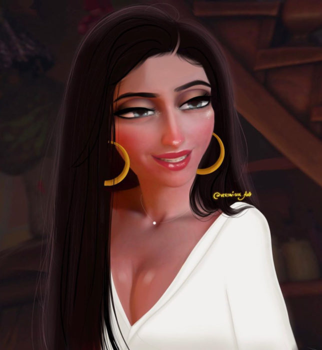 Artista francesa Véronique Pierre ilustra a princesas, príncipes y villanos Disney con un toque moderno; Mother Gothel, Enredados, Tangled