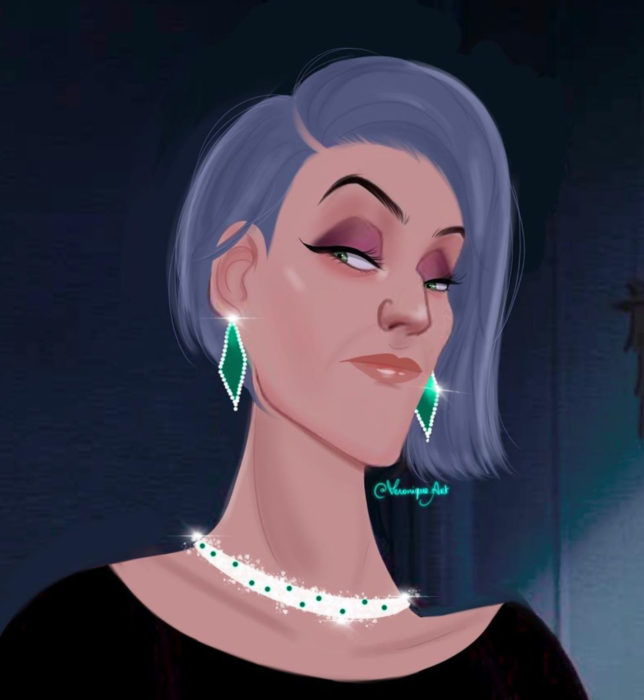 Artista francesa Véronique Pierre ilustra a princesas, príncipes y villanos Disney con un toque moderno; Lady Tremaine, madrastra de Cenicienta