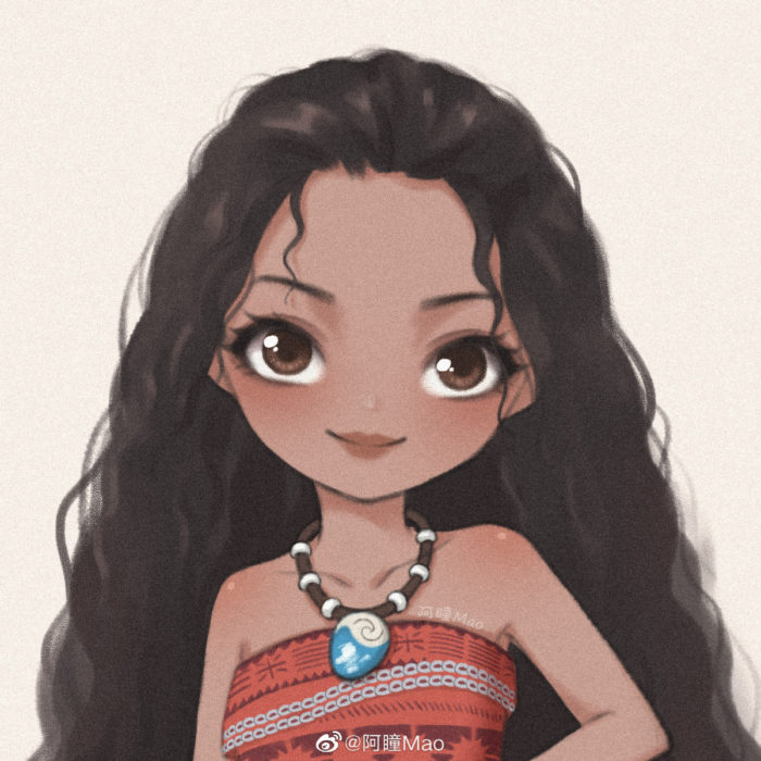 Artista china ilustra princesas Disney en versión tierna; Moana