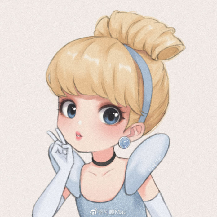 Artista china ilustra princesas Disney en versión tierna; Cenicienta