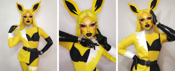 Drag Queen C-PHER usando el cosplay del pokémon Jolteon