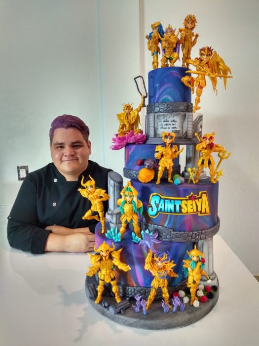 Pastel de fondant de los caballeros del zodiaco