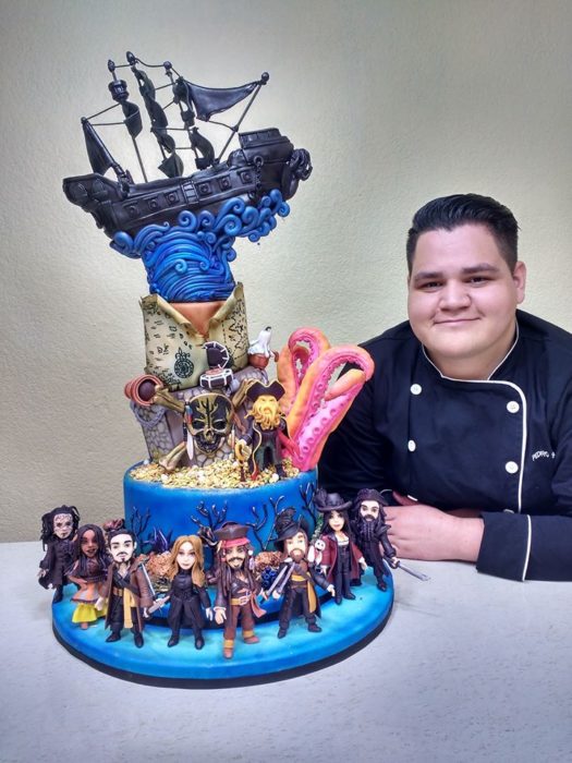 Pastel de fondant de Piratas del caribe