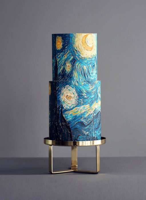 Pasteles de boda creativos y bonitos; La noche estrellada de Vincent Van Gogh