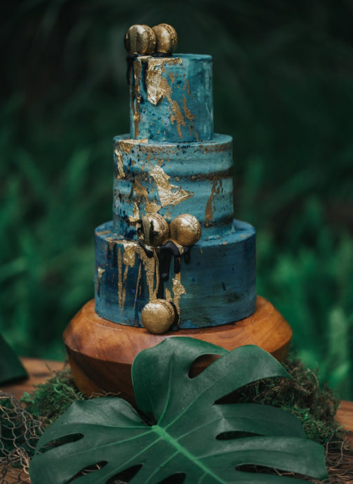 Pasteles de boda creativos y bonitos; verde elegante