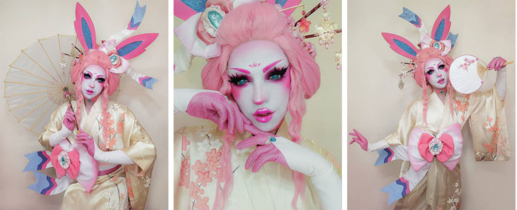 Drag Queen C-PHER usando el cosplay del pokémon Sylveon