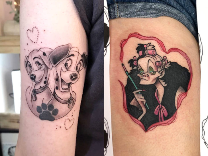 Tatuaje de Disney en el brazo, 101 dálmatas, Cruella de Vil