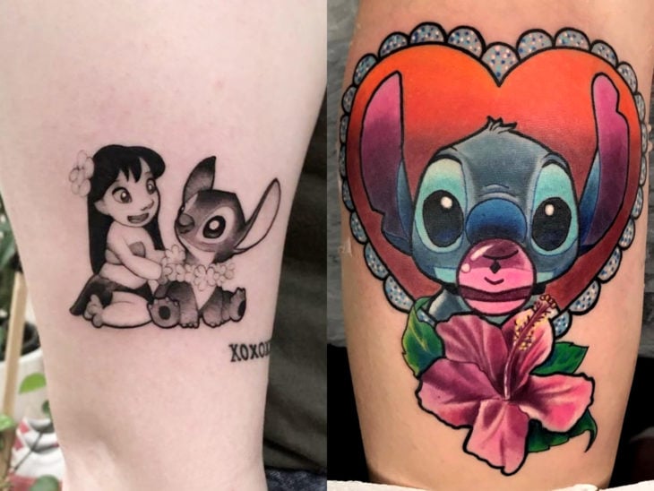 Tatuaje de Disney en el brazo y pierna, Lilo & Stitch