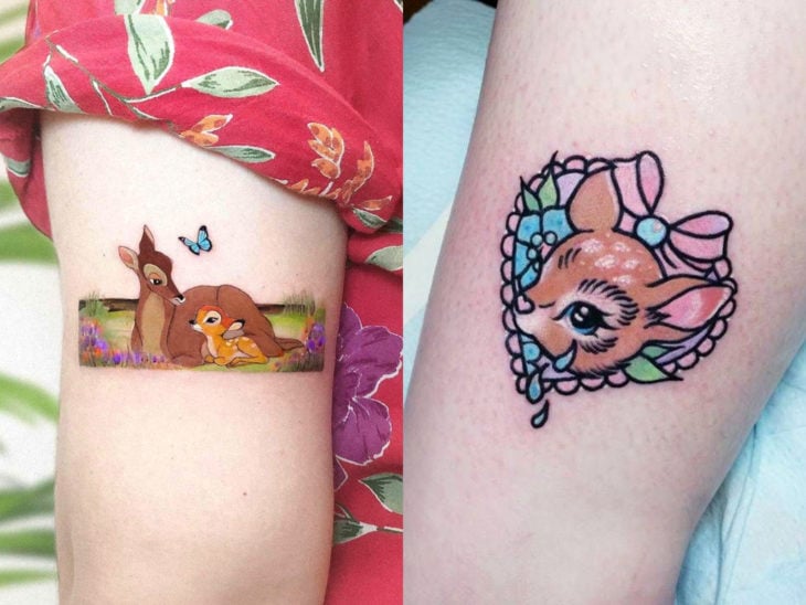 Tatuaje de Disney en el brazo, Bambi y su mamá