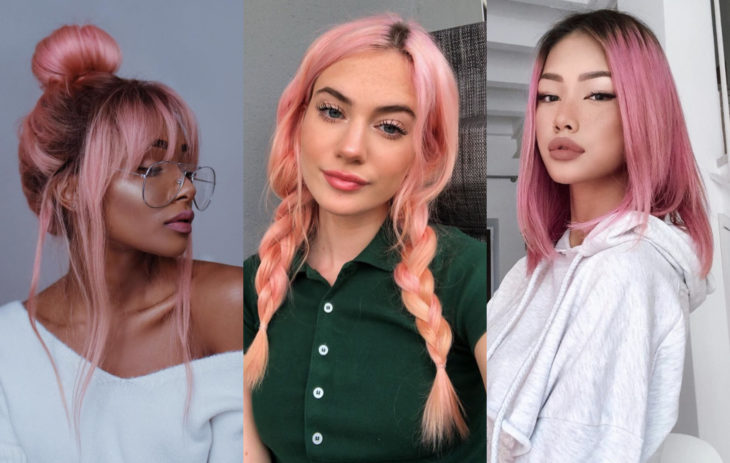 Tintes de cabello tendencia del otoño 2020; color rosa