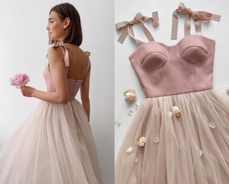 Larne Studio hace bonitos vestidos de corsé; tul rosa 