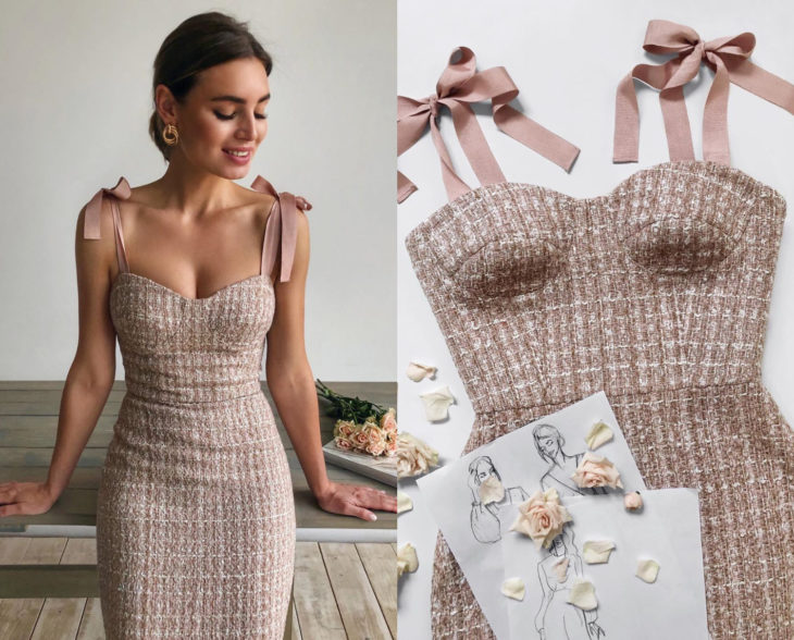 Larne Studio hace bonitos vestidos de corsé; rosa palo