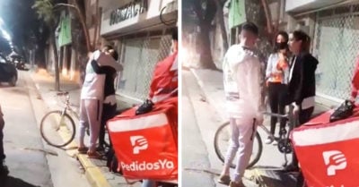 Le roban su bicicleta y su clienta le regala la suya para que siga trabajando