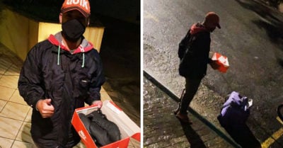 Obsequian zapatos a repartidor que entregaba pedidos en sandalias