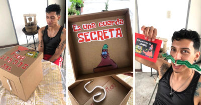 Le da a su novio una caja secreta de Bob Esponja y es el mejor regalo de todos