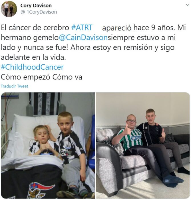 Screen Shot de Twitter de hombre haciendo el reto "Cómo empezó vs Cómo terminó" de su batalla del cáncer